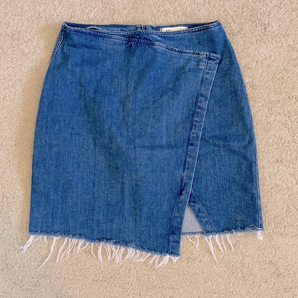 Madewell Frayed Denim Wrap Skirt